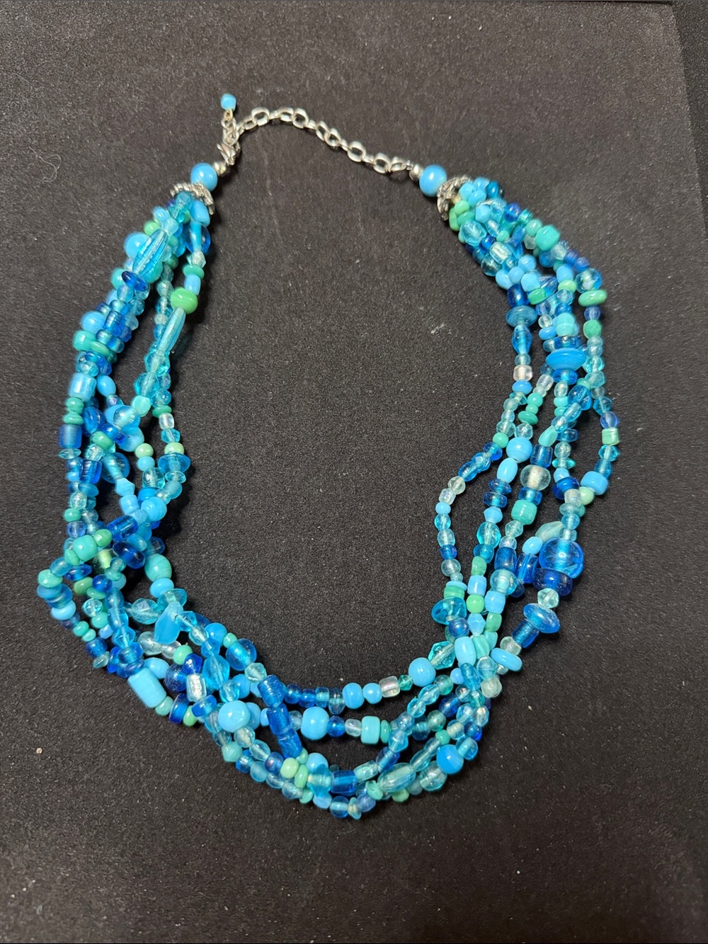 Blue Multi-Strand Beaded Necklace - Brand